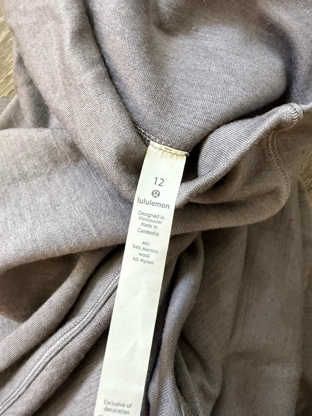 Lululemon Merino Wool Principal Dancer Funnel Neck Sweater Lunar Rock